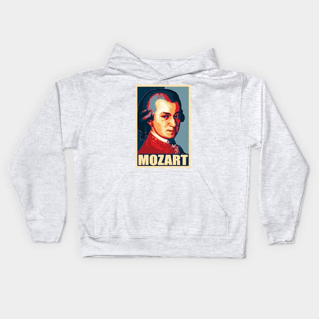 Mozart Propaganda Poster Pop Art Kids Hoodie by Nerd_art